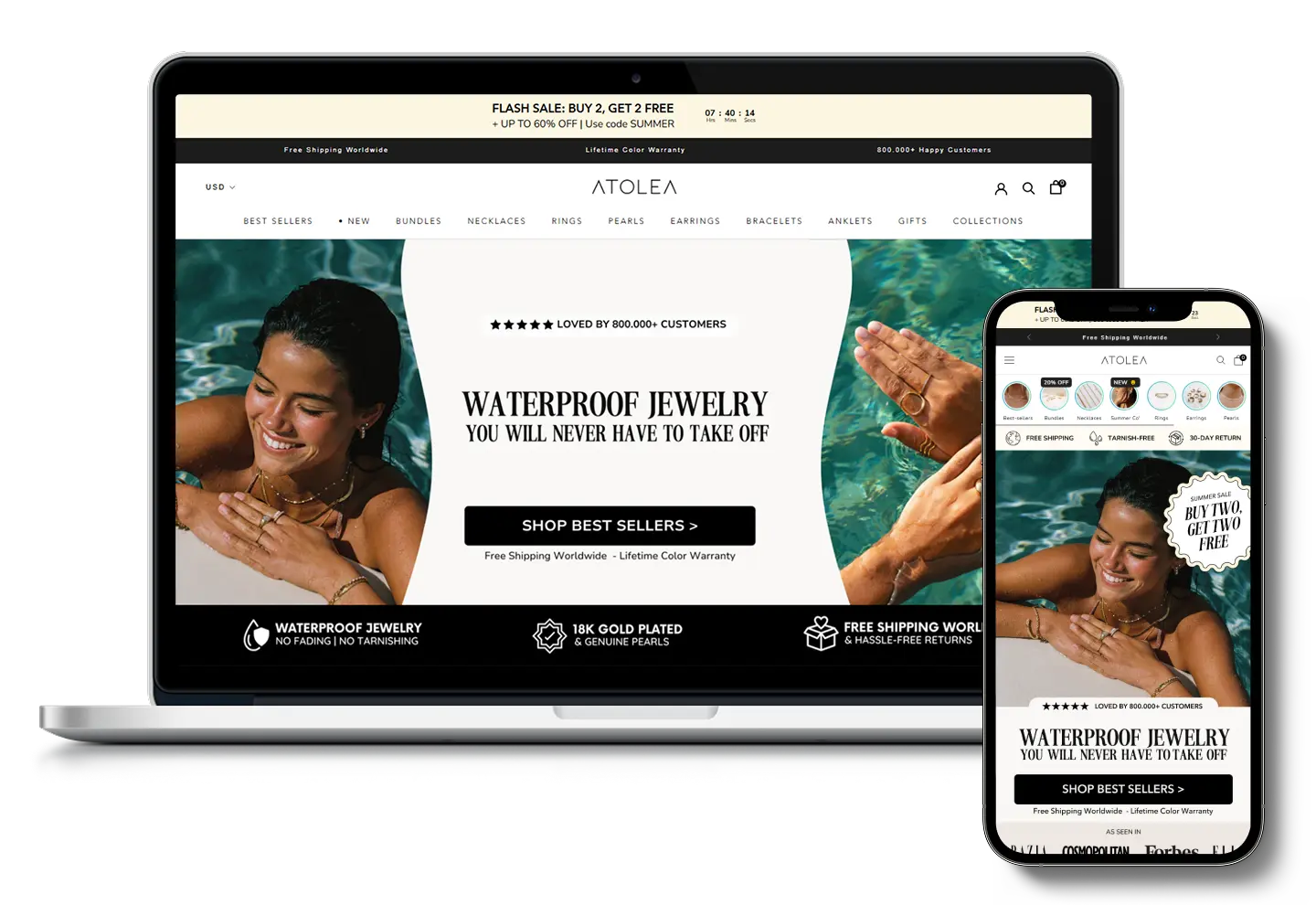 Atolea Jewelry Custom Shopify theme 